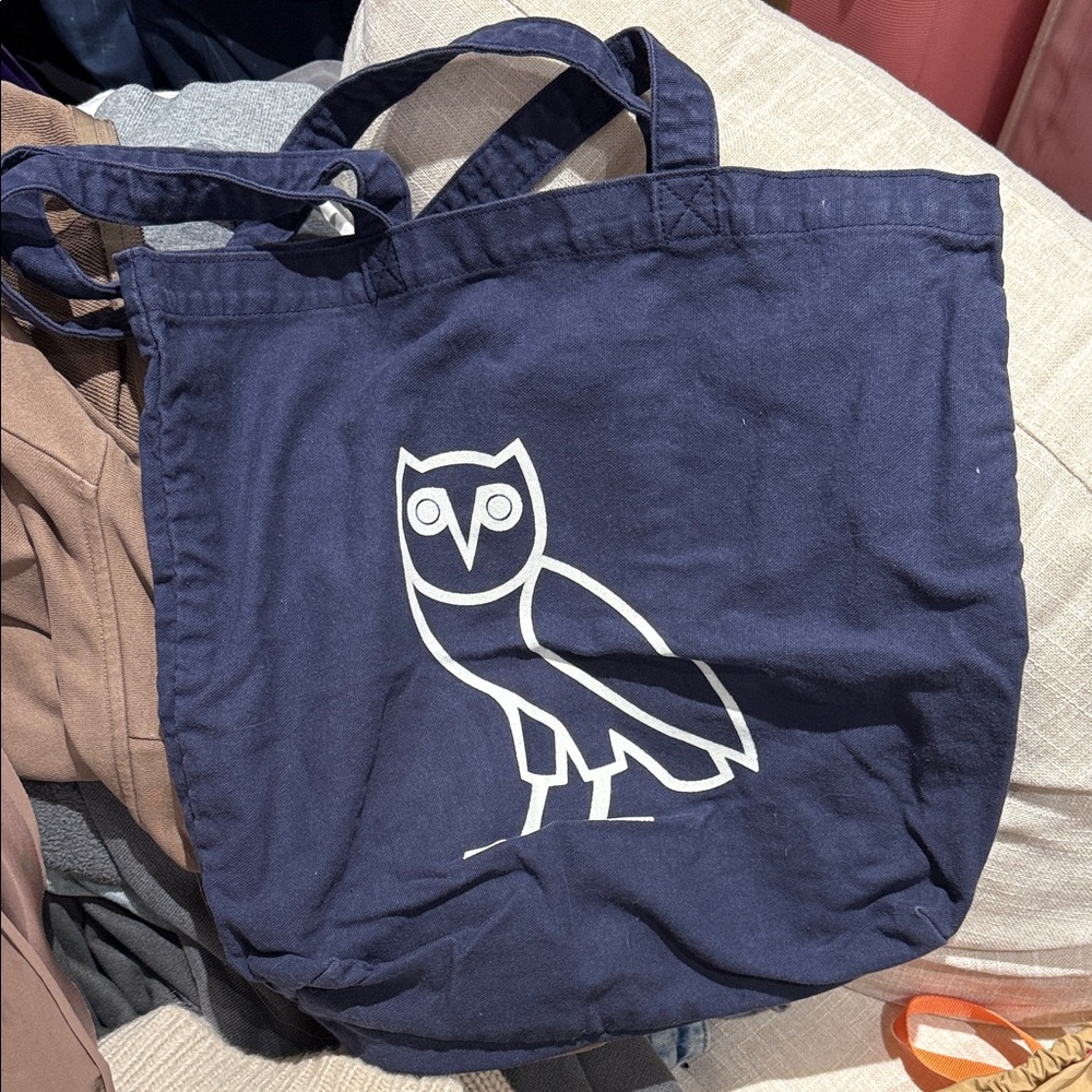 OVO Navy Blue Tote Bag with Owl Logo